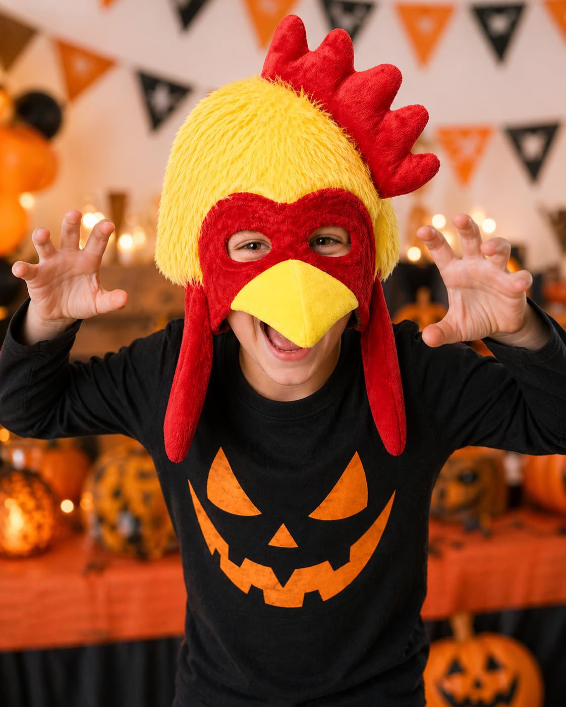 Halloween Costume Hat Animaux Vêtements unisexe Taille gratuit Taille unique Poulet orange