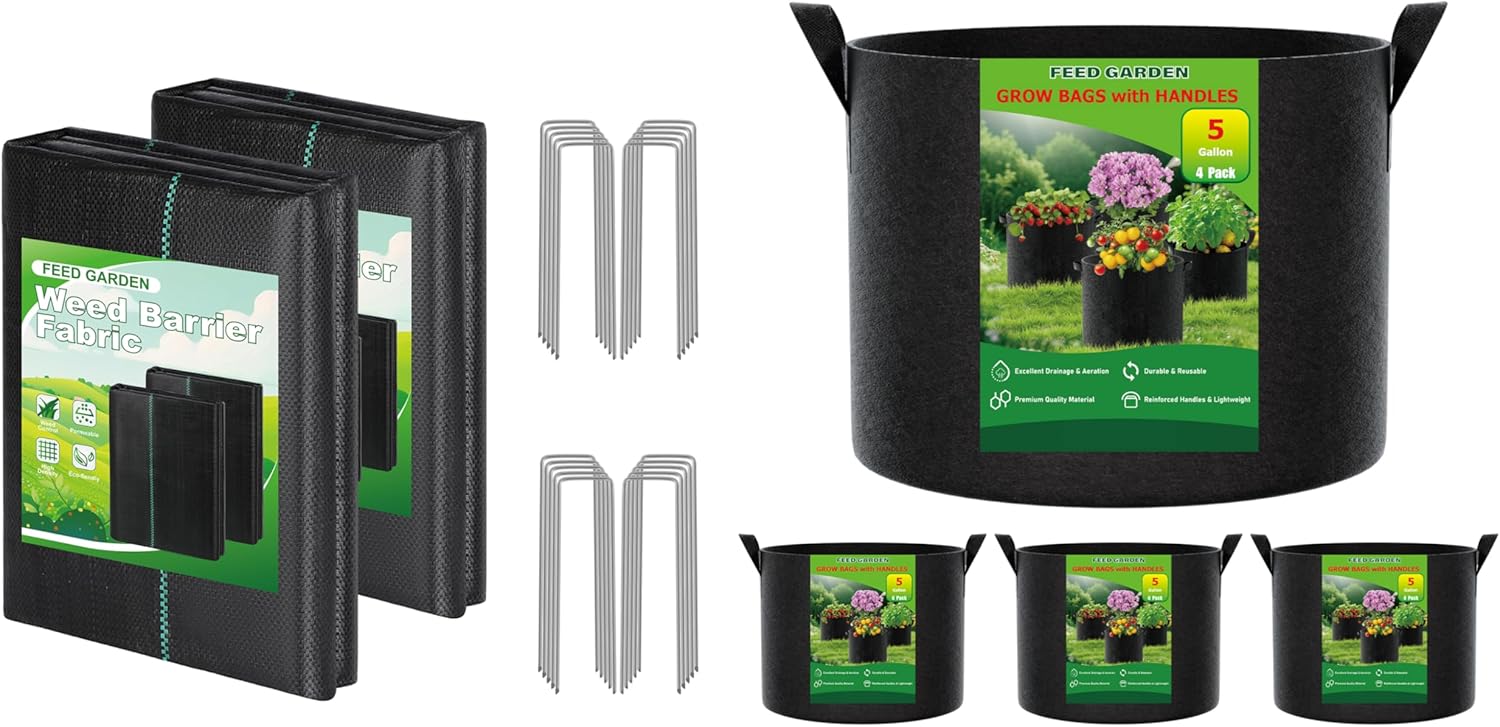 Feed GARDENGrow Bags+ Landscape Fabric Bundle