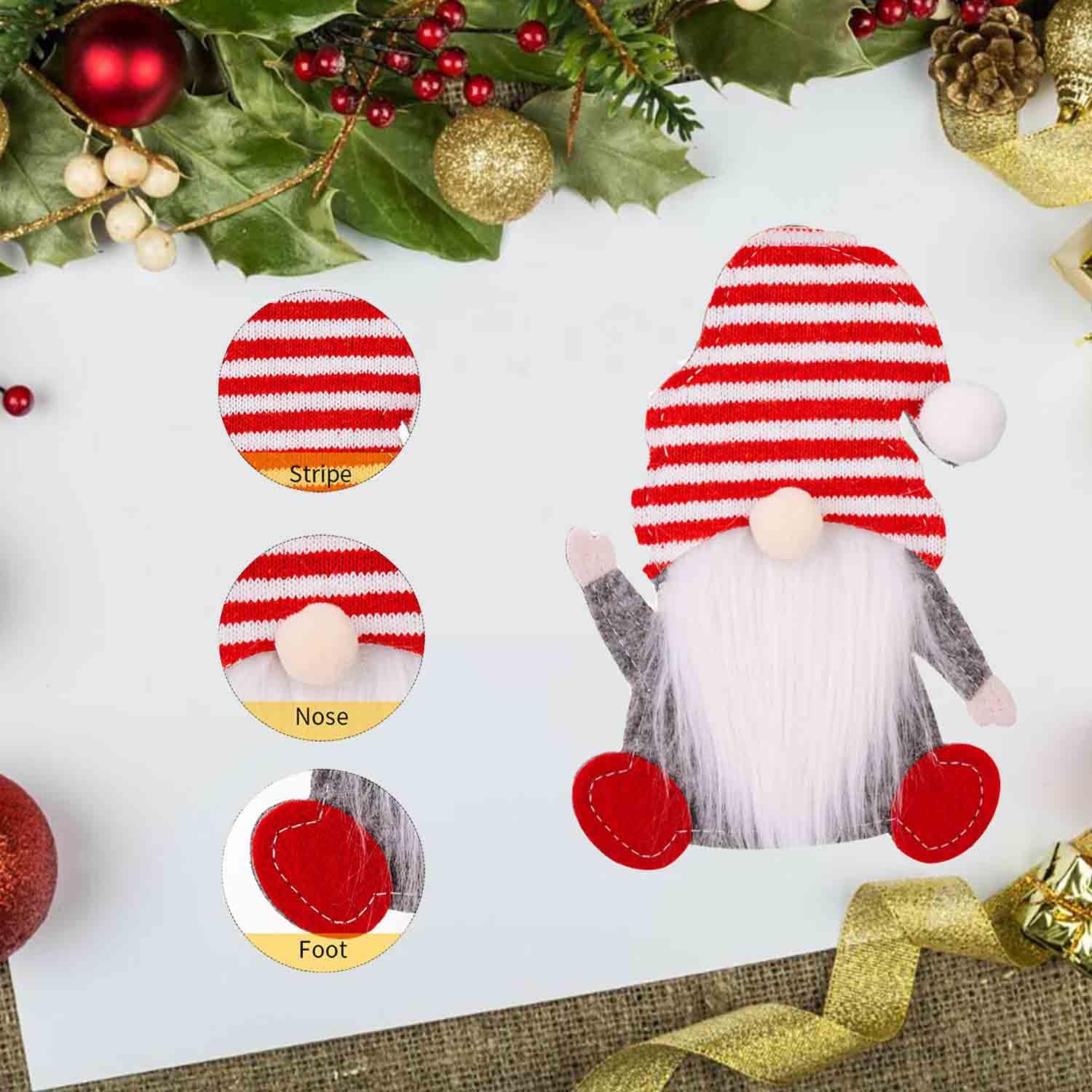 AuFiiy Christmas Cutlery Holder Costume, 6Pcs Christmas Gnome Santa Xmas Party Dinner Table Decoration, Red - Image 3