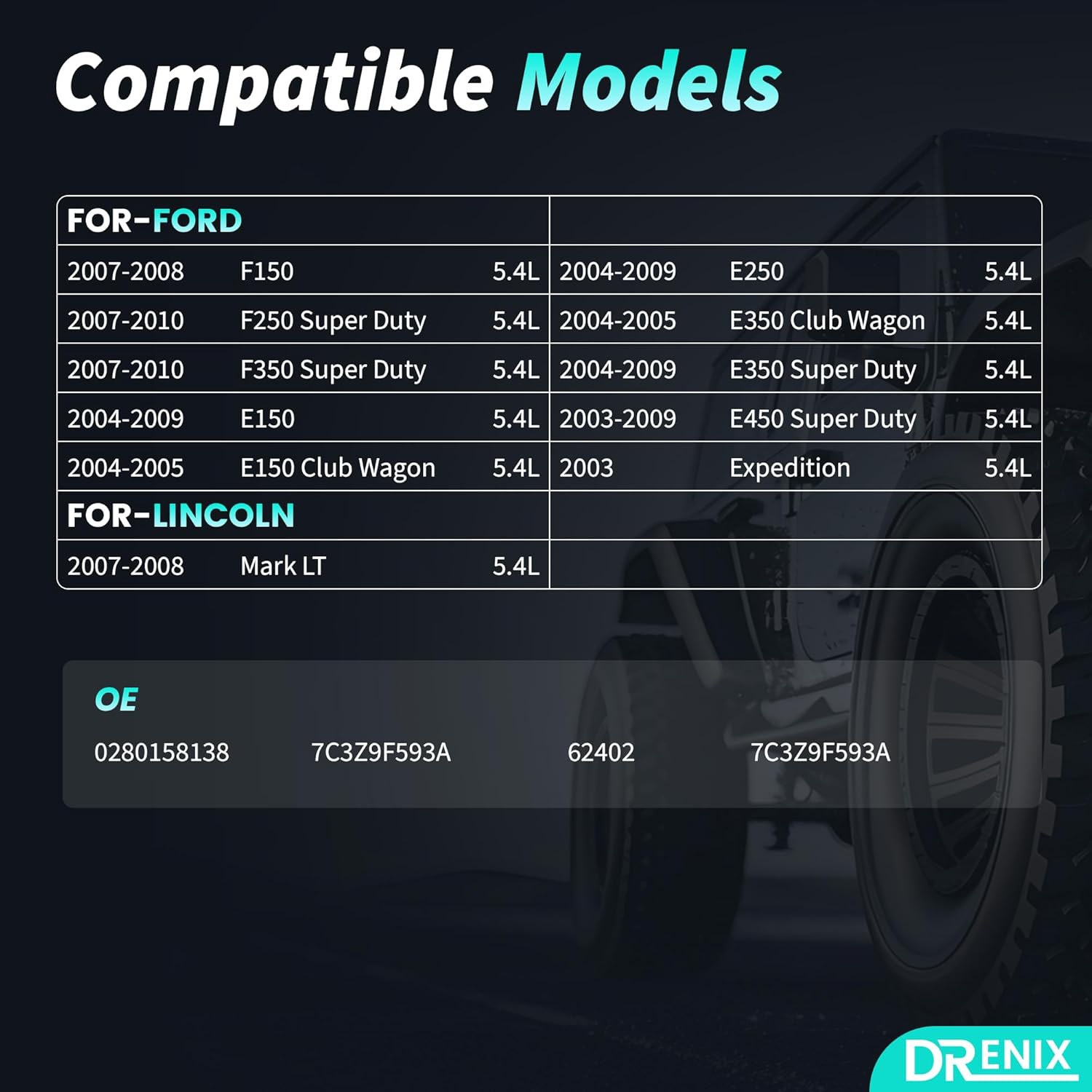 Fuel Injectors fits for/Ford F150 F250 F350 E150 E250 E350 E450 Super Duty 2003-2009 for/Lincoln Mark LT 5.4L 0280158138 2L1Z9F593BA 7C3Z9F593A