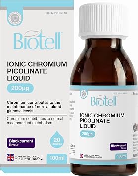 Chromium Picolinate Liquid 200 g 100ml   High Strength Liquid Chromium Supplement   Supports Blood Sugar Balance & Metabolism   Fast Absorbing Chromium Drops, Vegan   20 Day Supply