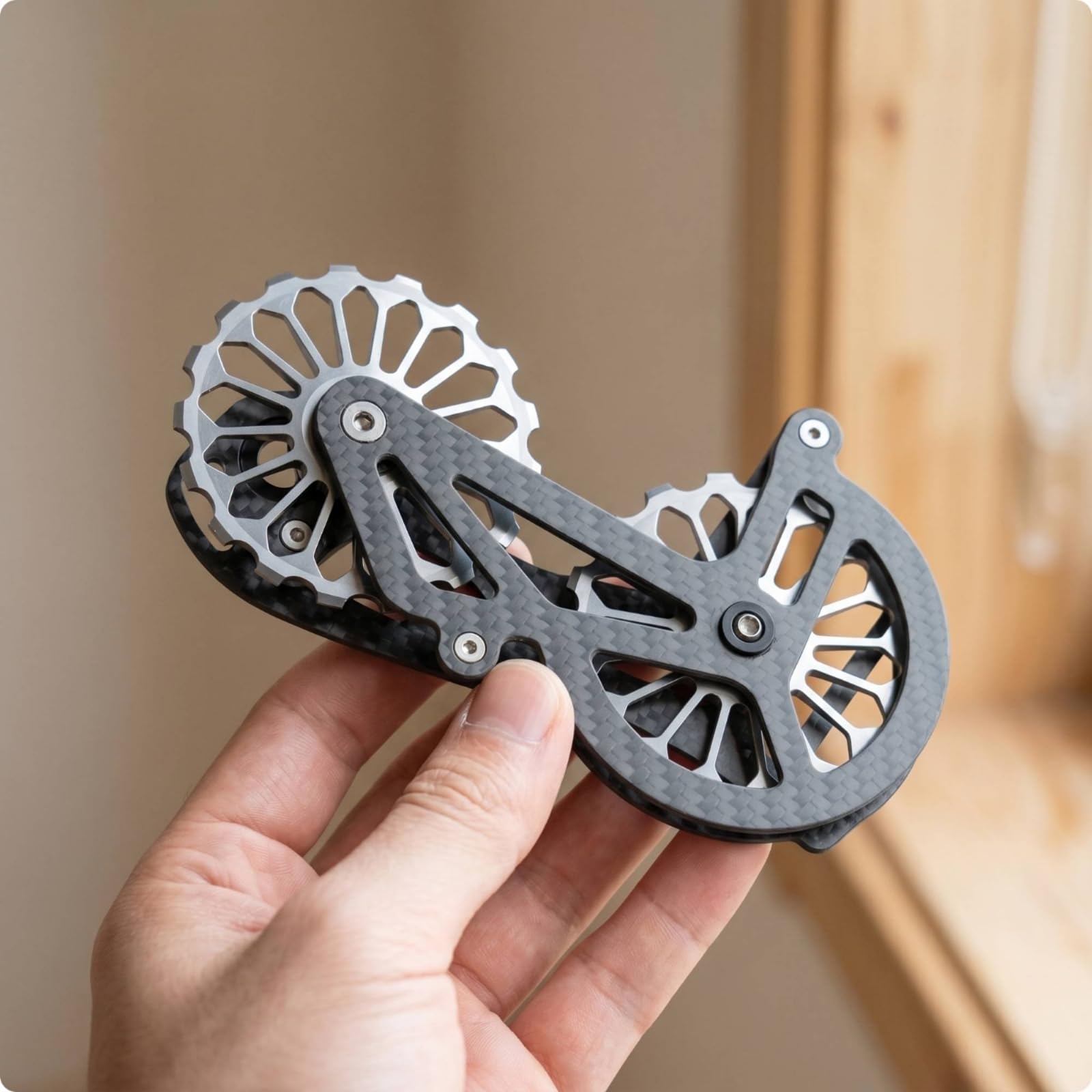 Perfeclan Polea de Desviador de Bicicleta Jaula de Cambio Trasero Conjunto Completo con Placa Aligerada Rodamientos Eficientes Hardware de Montaje Resistente