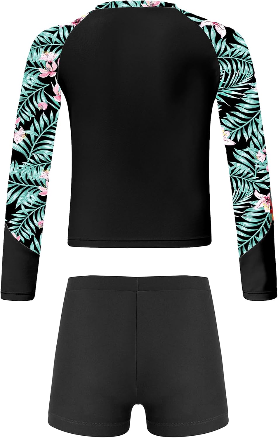 Kids Girls 2 Piece Rash Guard UPF 50+ Long Sleeve Rashguard Shirts with Shorts Tankini Swimsuit Set