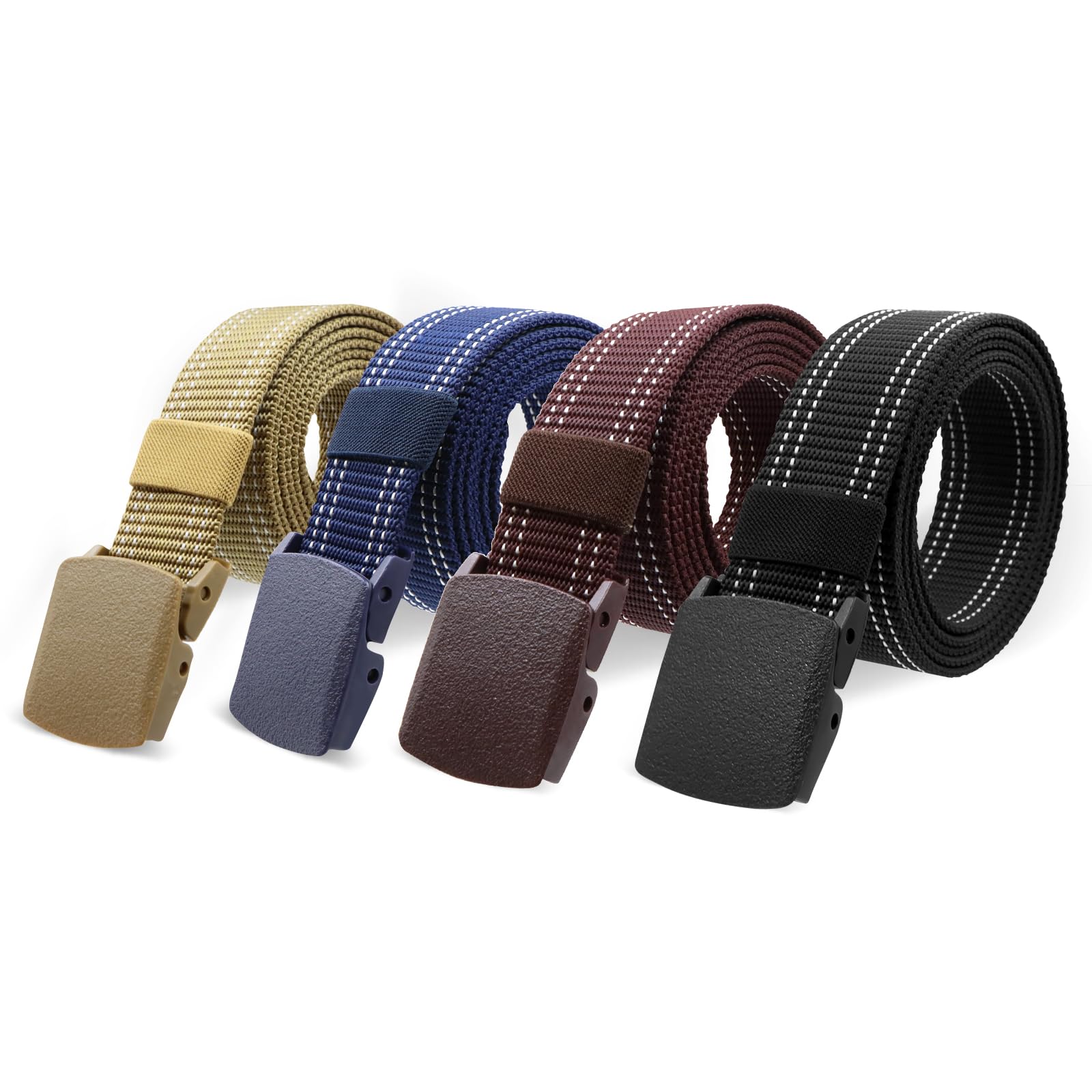 Military Tactical Nylon Mens Belt - Adjustable Web Belts with Non-Metal Buckle for Outdoor Sports, Training, 59 Inches Length