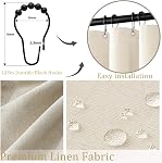 Jasion Linen Rideau de douche texturé à pétoncles Bain imperméable Tissu lourd Rideau pour salles de bains Hôtel Baignoire 180 * 180cm (Béige)