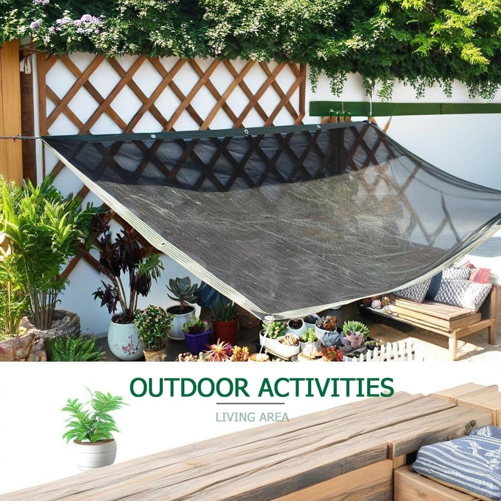 Shade Mesh, Black Pond Mesh Cover, Pool Nylon Netting Protects Fish, Sunblock Shade Neting with Grommets(3.0x3.0m(9.8x9.8ft))