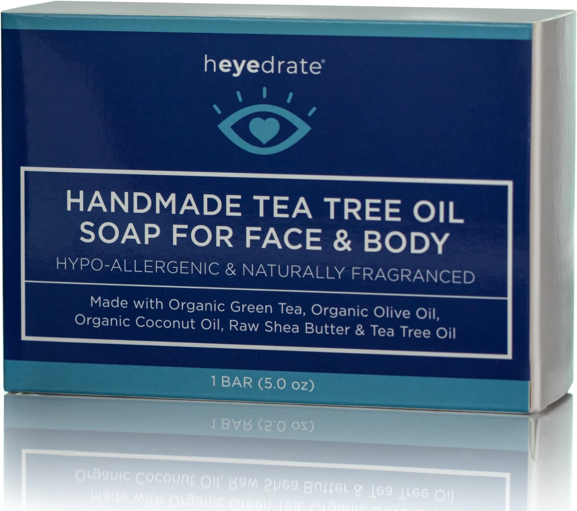 Tea Tree Oil Face Soap and Eyelid Scrub - Handmade with Organic Ingredients (1 Pack) [Packaging May Vary]