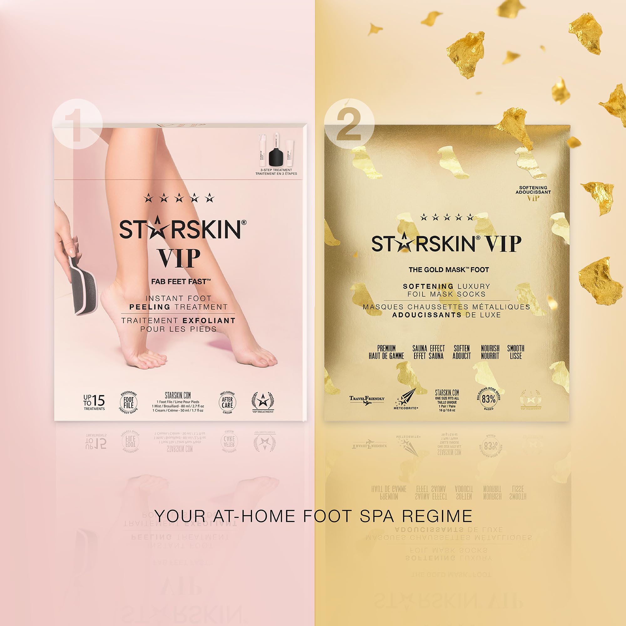 STARSKIN VIP Gold Fußmaske, 4x16g, Pflegende Feuchtigkeitsmaske mit Sheabutter und Rosenöl, Koreanische Hautpflege