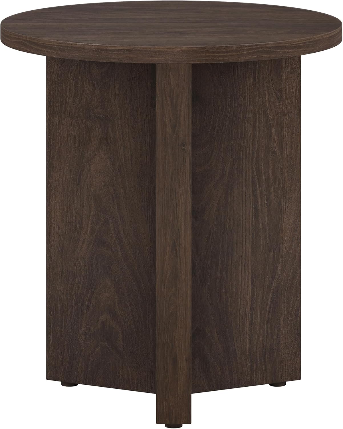 Henn&Hart 20" Scandinavian Round Wooden End Table, Side Table, Nightstand with X-Base for Living Room, Office, Family Room, or Bedroom, Warm Brown