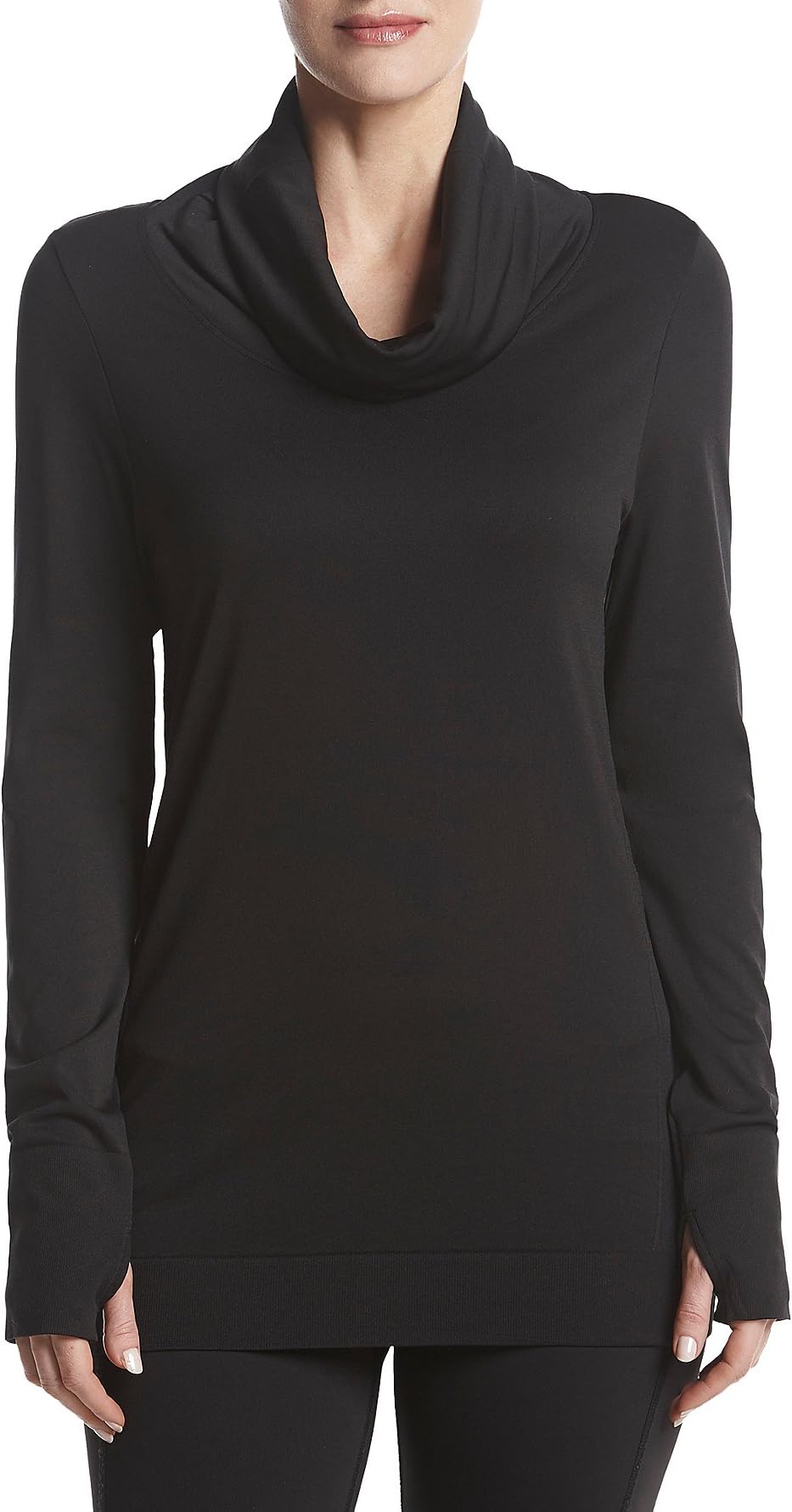 MaidenformSeamless Thermal Cowl Neck Top Black Small