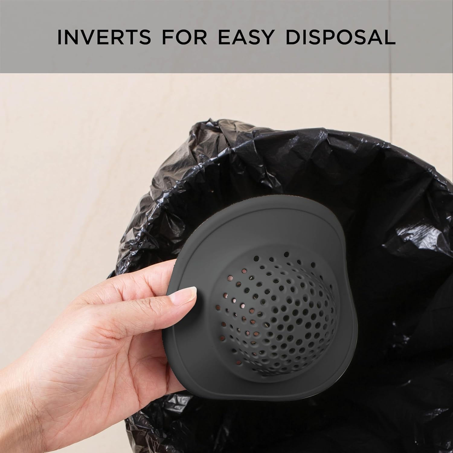 COOK WITH COLOR Kitchen Sink Strainer, Silicone, Flexible Sink Strainer, Sink Drain Strainer, 3 Pc Black
