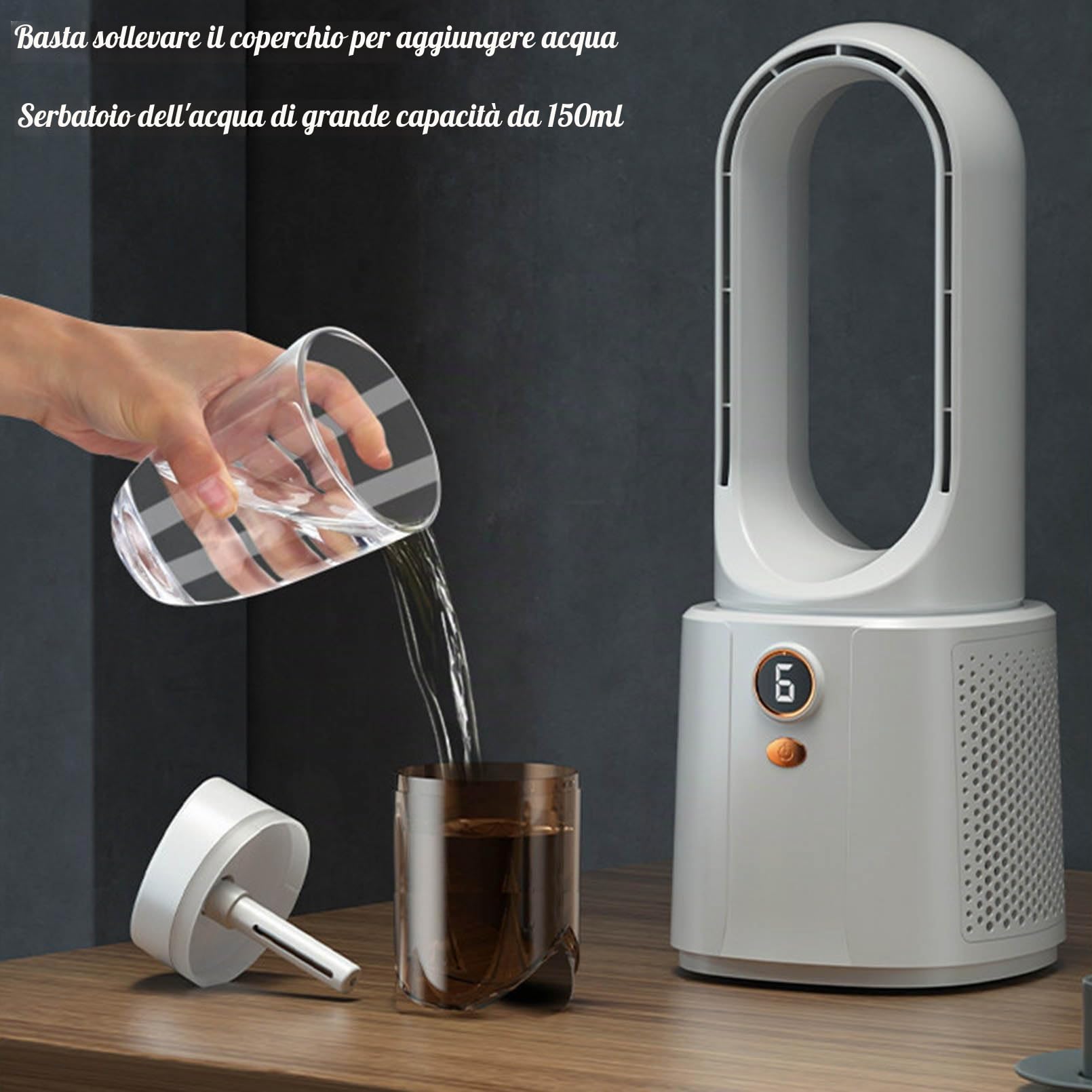 Condizionatore Portatile Ricaricabile Via USB Senza Ventola con 6 Livelli di velocità, autonomia da 1 a 3 Ore, Design Leggero in ABS, raffreddatore evaporativo
