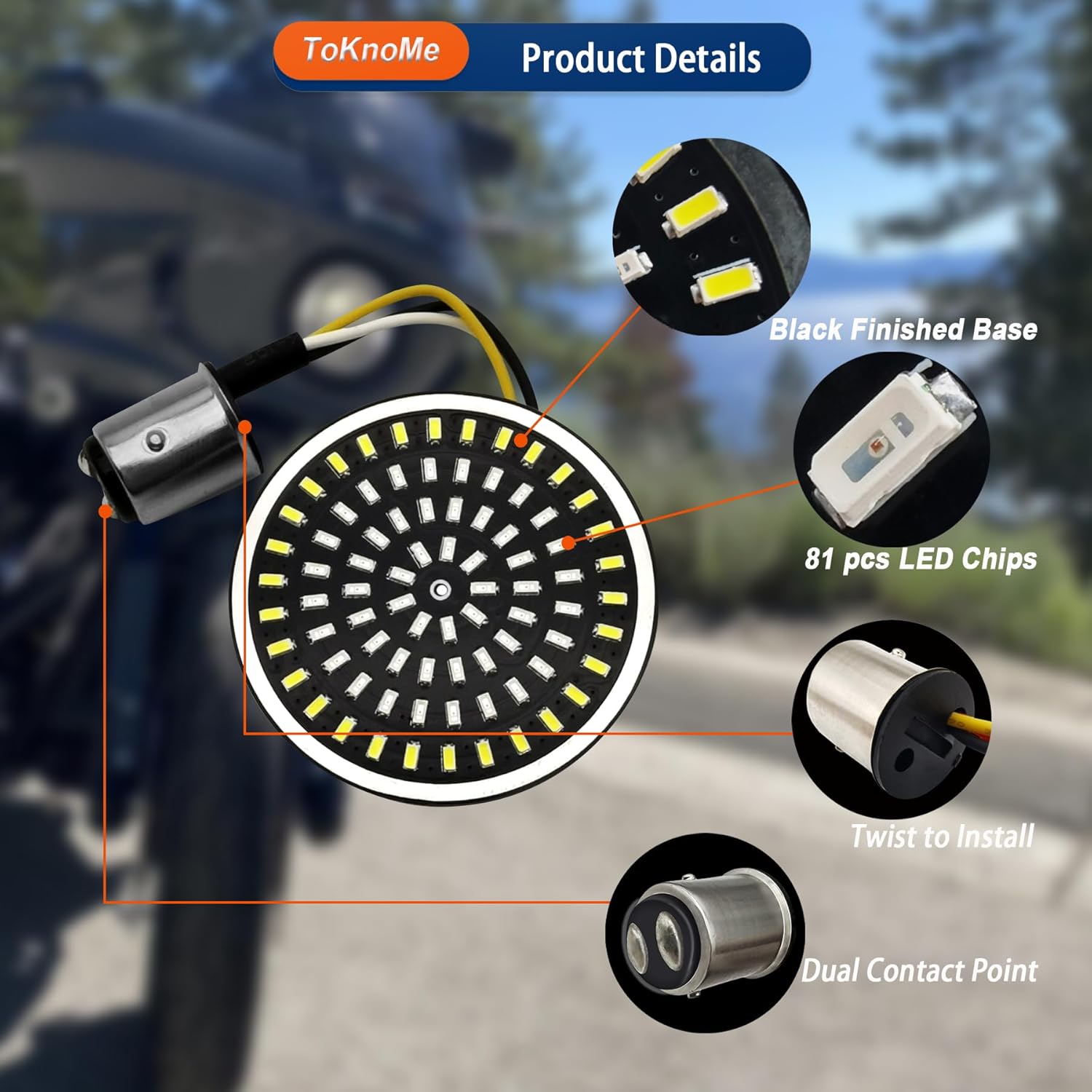 1157 LED Turn Signals 2" Front Rear Bulbs 81 LED Lights Smoke Lens Covers Kit Compatible with Harley Davidson Softail Dyna Sportster Touring Tri Glide 1986-2023