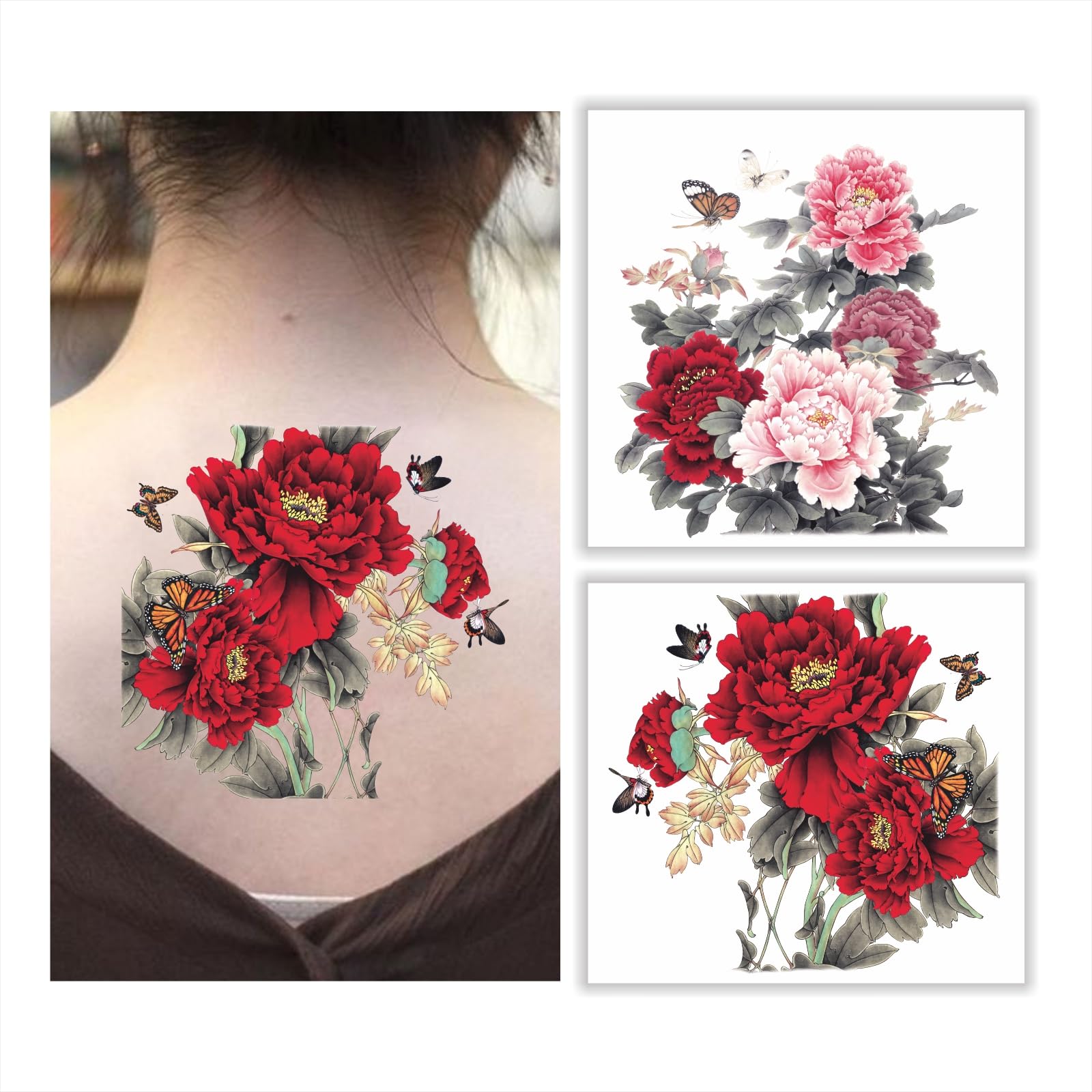 Sponsored Ad – 2 Sheets Temporary Large Flower Tattoos for Women Fake Body Tattoo Stickers for Women Girls