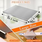 HUAKENER Cutting Board with Counter Lip, Stainless Steel Cutting Boards for Kitchen, Large Cutting Board with Silicone Mat for Meat, Fruits, Vegetables, Bread (15.7 x 11.8 Inch)