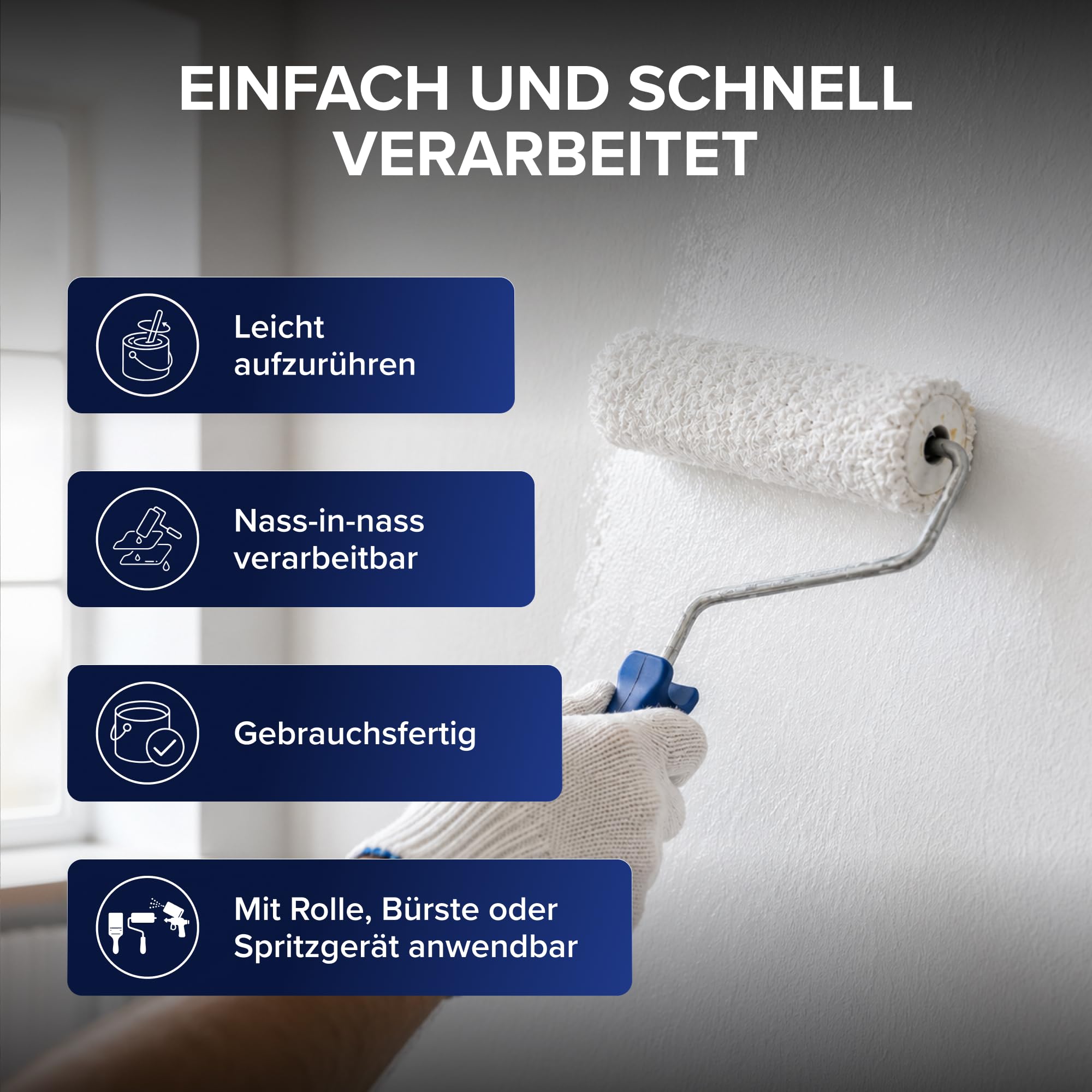 plid® Fondo per Carta da Parati Bianco Opaco [5L] - Preparazione ideale del supporto prima della tappezzeria - Primer adesivo e fissativo per pareti e carta da parati - Made in Germany