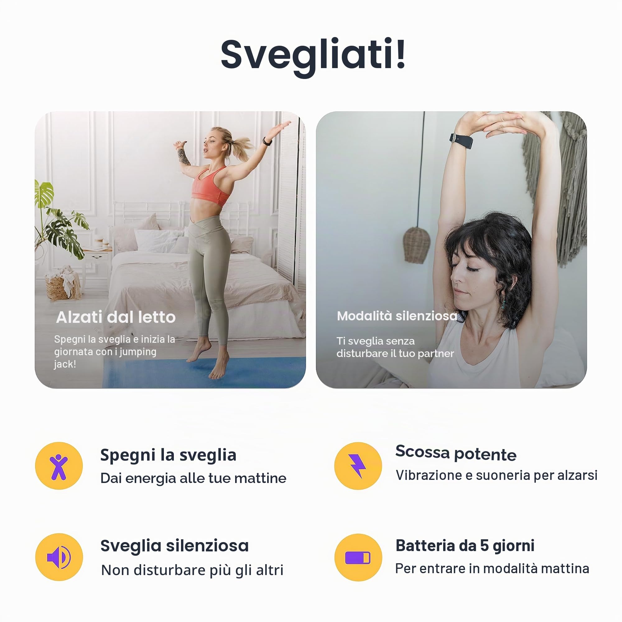 Shock Clock | Sveglia silenziosa | Perfetto per Chi Dorme Pesante | Ideale per Coppie | Sveglia Puntuale | Sveglia con Vibrazione | La Migliore Sveglia per Studenti
