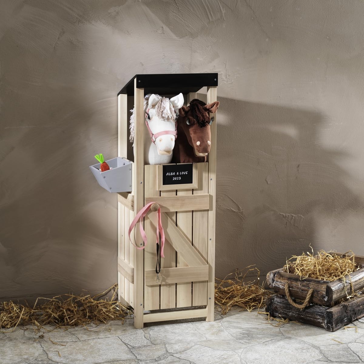 Panduro Hobby Horse Mähne und Schweif Zubehör für Steckenpferd und Hobbypferde, langes und schönes Haar – DIY zum Nähen, Stylen und Frisieren, farblich abgestimmter Schweif – Schwarz