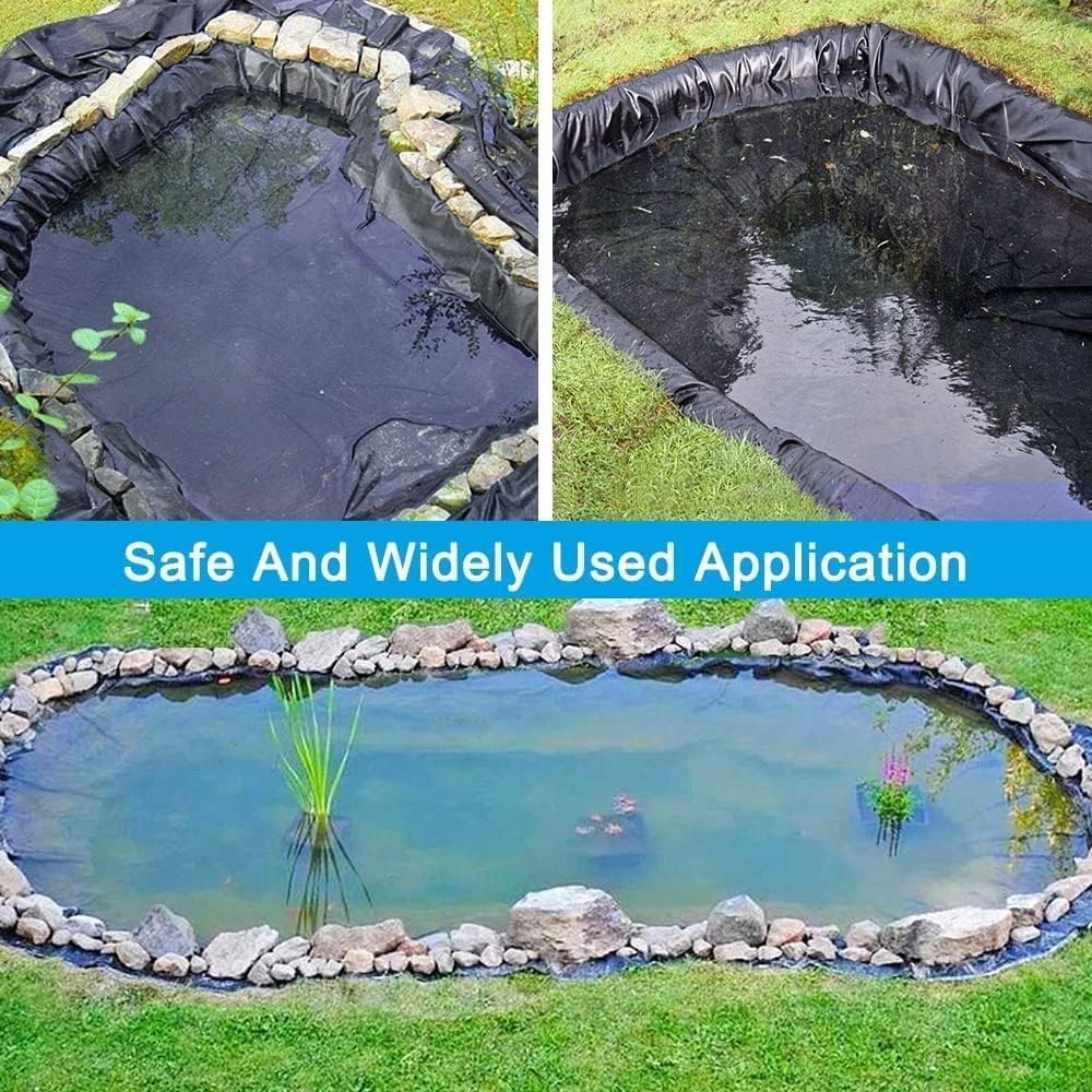 Black Garden Pond Liner 0.25mm Thick, Durable Outdoor Water Liner for Brick Ponds - 4x10m, All Pond Solutions, Heavy-Duty for Long-Lasting Use