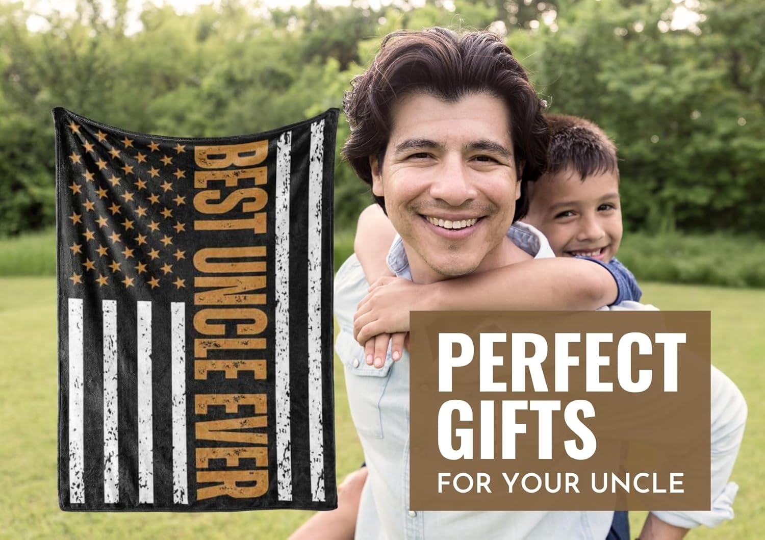 InnoBeta Gifts for Uncle, Throw Blanket for Uncle, Presents from Niece and Nephew for Christmas, Birthday, Father's Day - 50" x 65" Best Uncle Ever (Black) - Image 2
