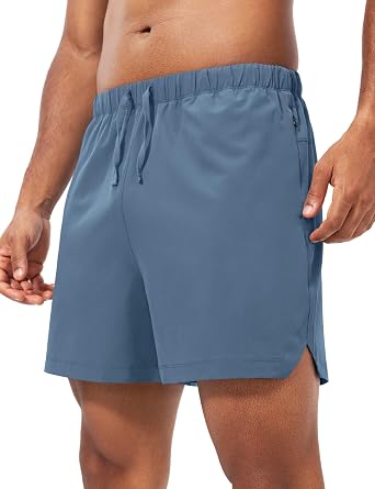 Mens 5" Running Shorts Quick Dry Athletic Workout Shorts Lightweight Gym Shorts with Zipper Pockets