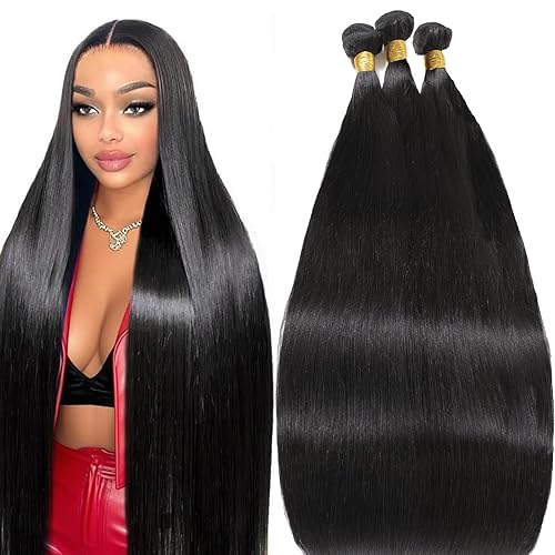 12A cabello humano brasileño lacio, 3 paquetes de cabello humano brasileño Remy 36 38 40 pulgadas