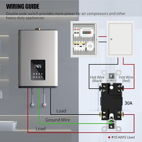 ThunderWay Toggle Pilot Light, 30 Amp, 120 Volt, Illuminated On, Double-Pole AC Quiet Switch, Extra Heavy Duty Grade, Self Grounding, Back and Side Wired