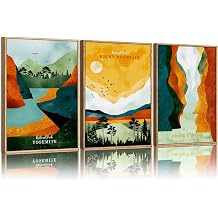 CHDITB Framed National Park Wall Decor, Grand Canyon Rocky Mountain Wall Art Set,Yosemite Sunset Forest Lake Canvas Art Prints, Nature Landscape Wall Painting for Living Room Bedroom Office 24"x36"