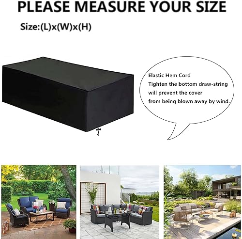 Miniatura 8 de Fundas negras para muebles de patio, 28 x 28 x 28 pulgadas, cubierta para muebles de exterior, impermeable, a prueba de polvo, rectangular, 420D