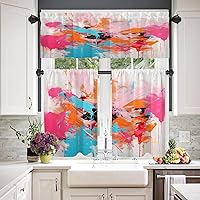 Vista 83 de Cenefas de cocina modernas con patrón de cobre marrón dorado para ventanas, cenefas opacas abstractas de marcas de arañazos y cortinas opacas