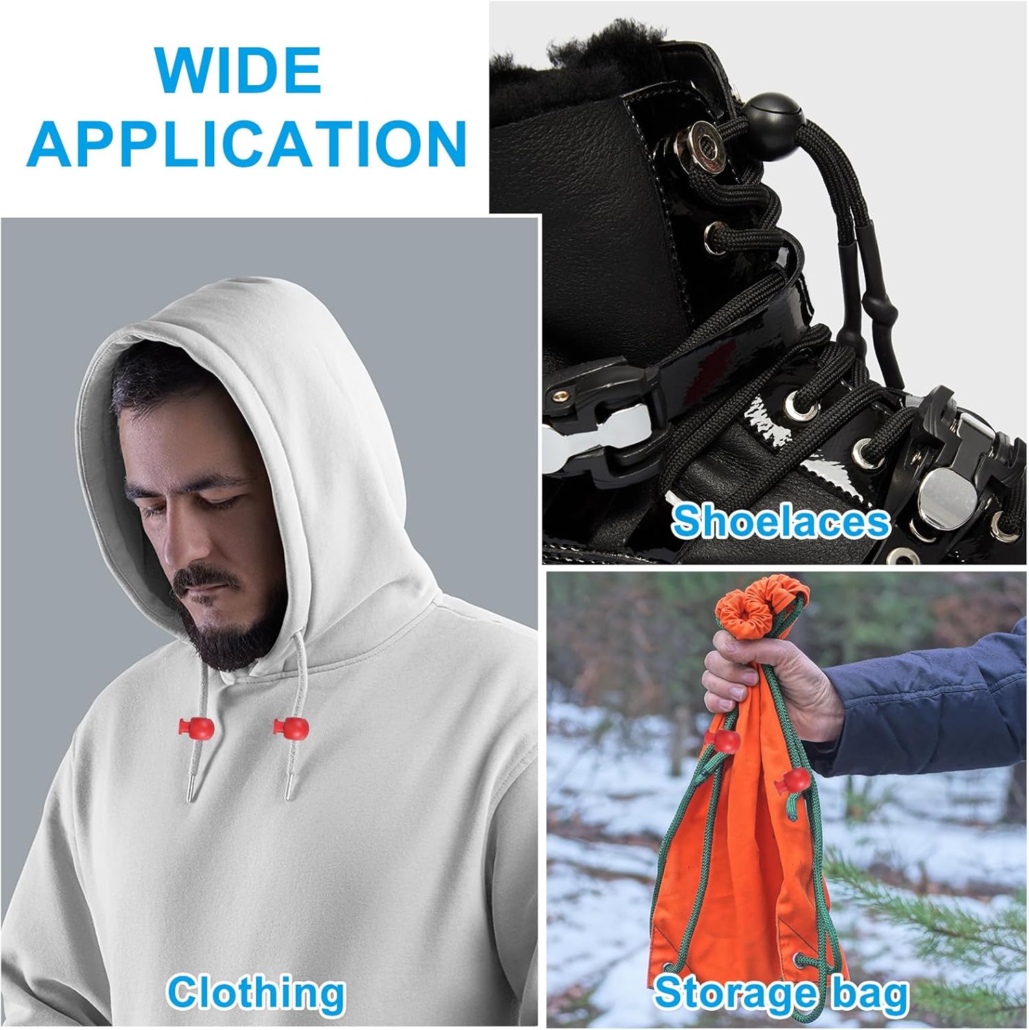 PATIKIL Round Cord Lock, Plastic Single Hole Spring Loaded Toggle Stoppers Adjustable Sliding Draw String Clip Ends Clamp - Image 6