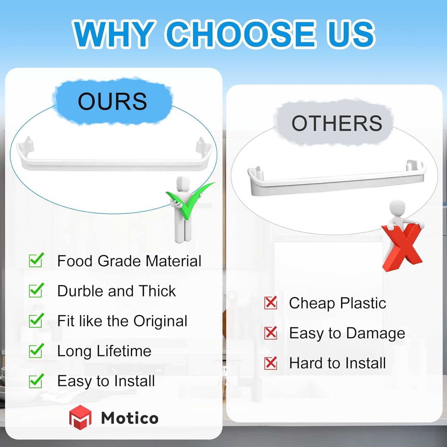 240534901 Door Shelf Rack Bar （2PACK）Compatible with frigidaire or kenmore Refrigerator Replacement Shelves Door Retainer frigidaire Door Shelf Replacement-240534901,AP3214630,948954,AH734935,PS734935