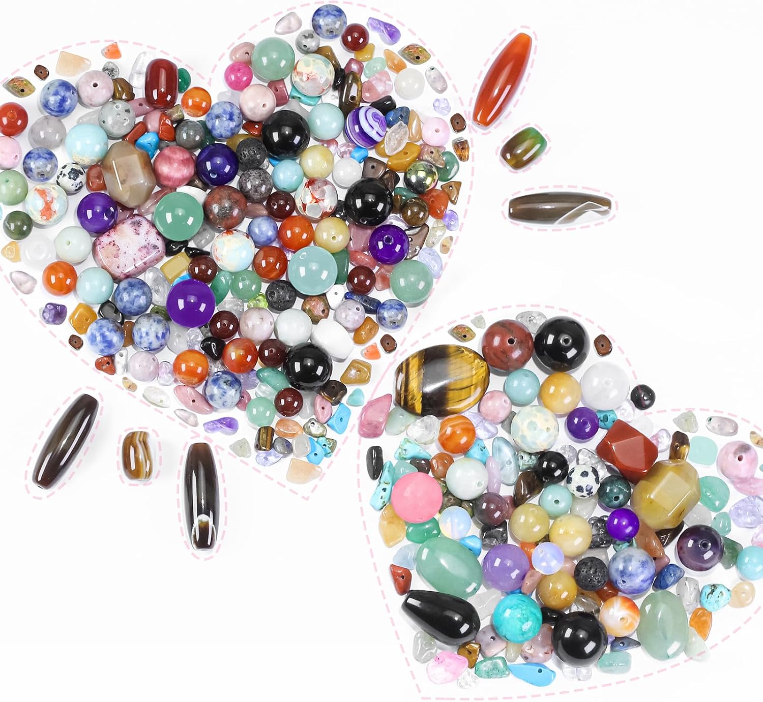 Mixed Natural Stone Beads for Jewelry Making, Assorted Gemstone Crystal Beads for DIY Crafts, Colorful Real Stone Beading Assortment Bead Bulk for Bracelets Earrings Necklace (0.3 Pounds)