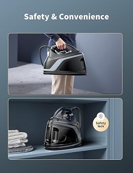 Sundu 1500W Steam Iron with Ceramic Soleplate & Auto-Off for Clothes