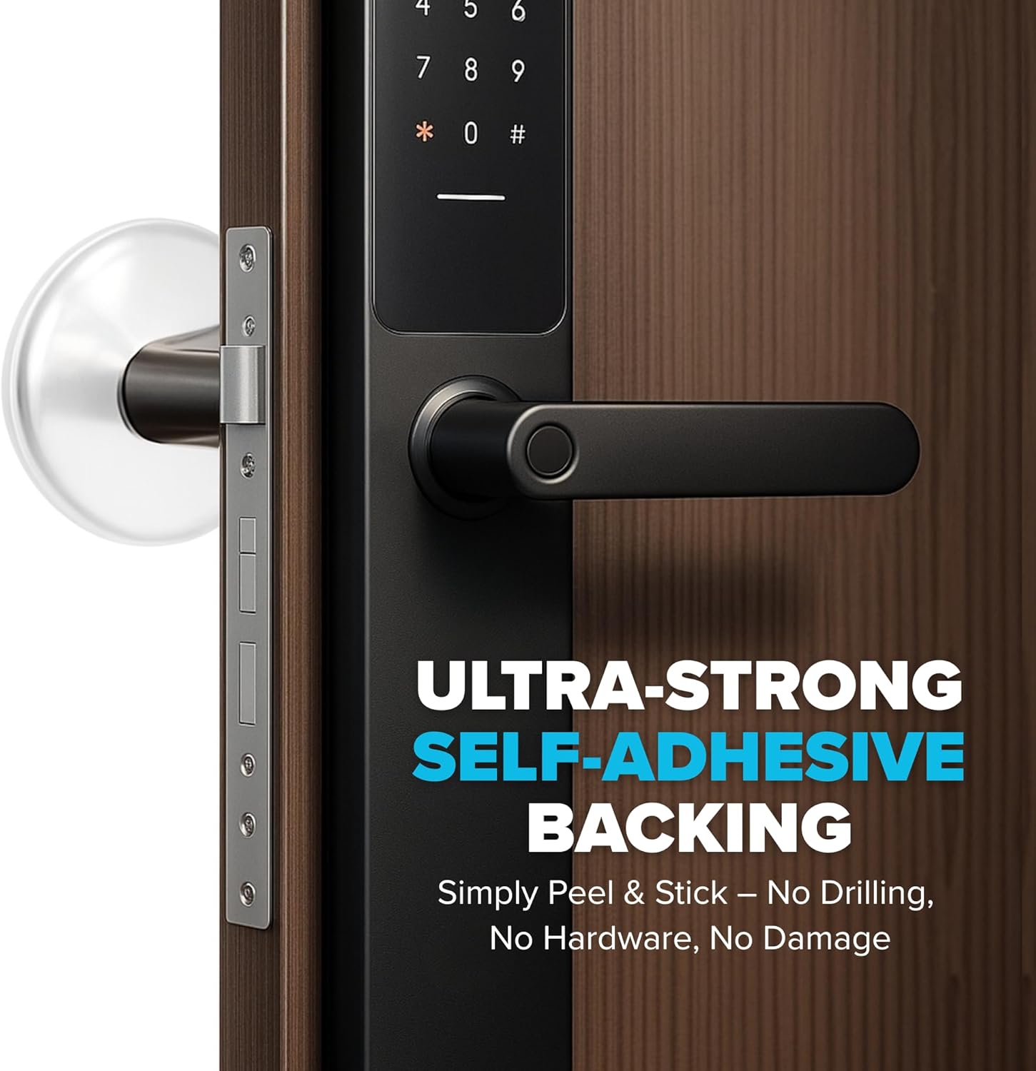 STRONGEST HOME Wall Protector for Door Knobs, 2-Inch - Clear Self-Adhesive Door Stopper Guards - Quiet Rubber Bumpers for Wall Protection, 6-Pack