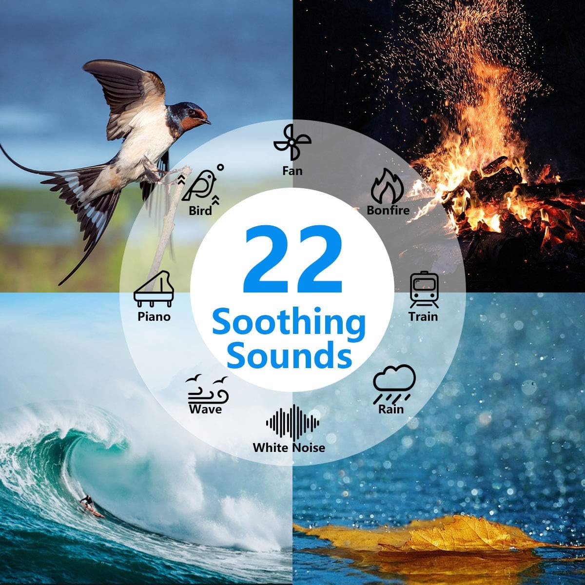 Sleepbox Sound Machine Portable Rechargeable White Noise Machine with Headphone Jack and 22 Soothing Sounds with Memory Function 32 Levels of Volume Powered by AC or USB for Kids Baby Adults (Black)