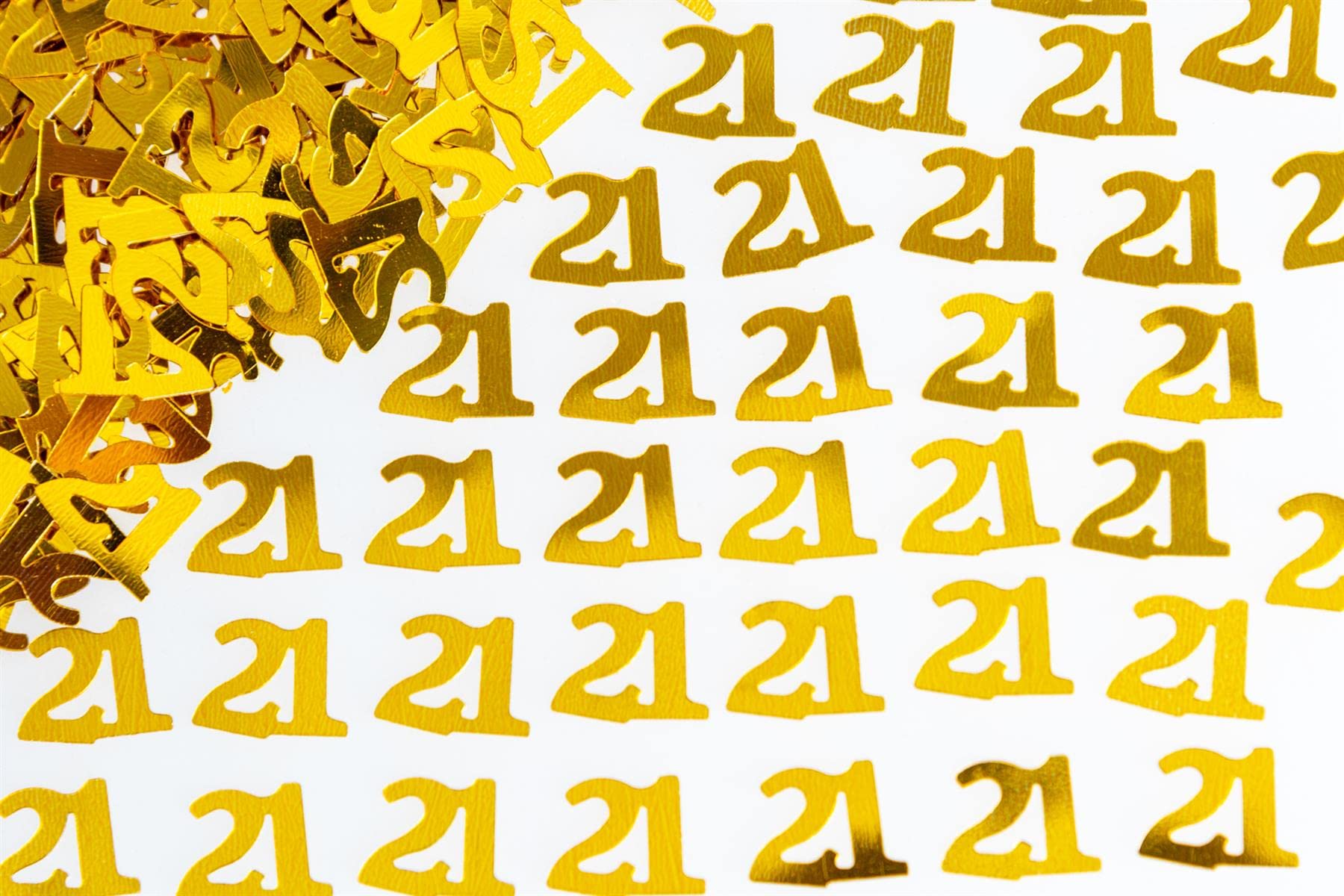 SHATCHI 14g Gold 21st Birthday Confetti Foil Metallic Glitz Table Scatter Sprinkles Age Bday Party Decorations, 12mm