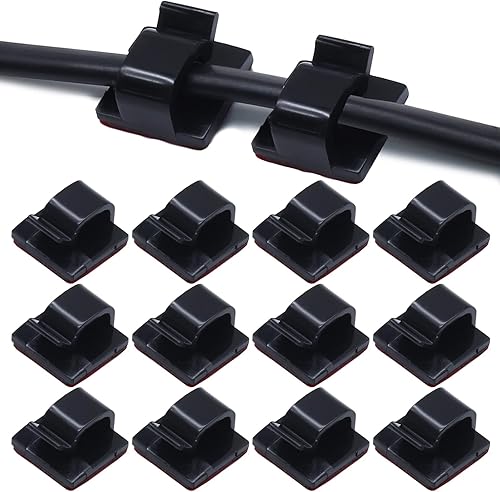 100 clips adhesivos para cables en la pared, organización de cables para TV, PC, laptop, cables Ethernet y escritorios (negro) disponible en Yaxa Colombia