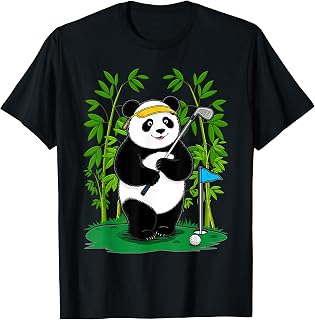 Panda Playing Golf Funny Animal Golfer Panda Bear Golfing T-Shirt