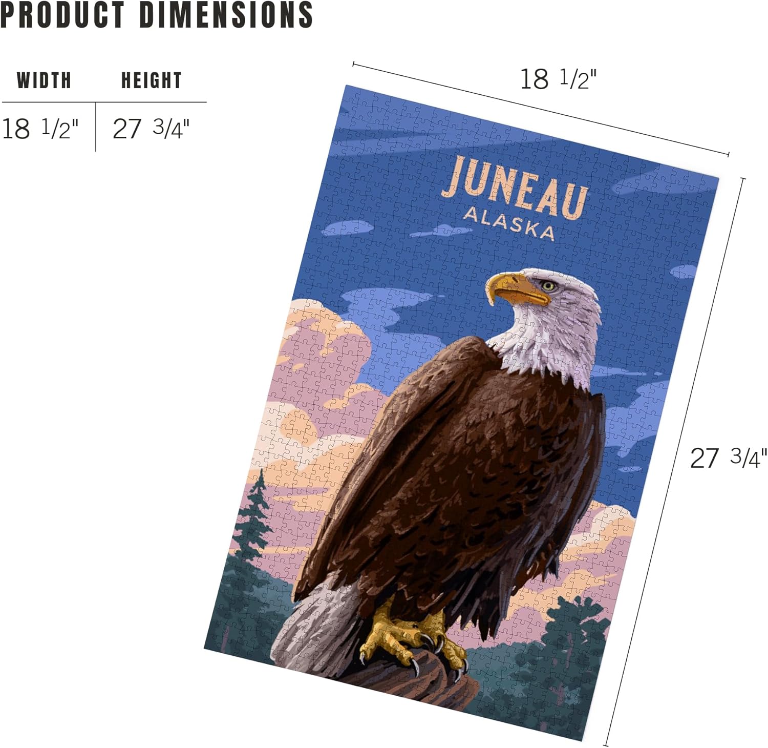 "Lantern Press Juneau, Alaska, Painterly, Bald Eagle, 1000 Piece Jigsaw Puzzle for Adults, Made in USA with Reference Poster"