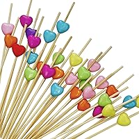 Vista 10 de 100 palillos de cóctel de bambú, palillos de dientes elegantes para aperitivos, palillos hechos a mano de 4.7 pulgadas, bonitos pinchos de bambú