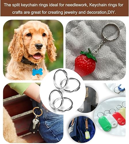 Miniatura 6 de Llaverollavero, paquete de 50 llaveros redondos de metal plateado de 1 pulgada para el hogar, automóvil, al aire libre, artes, cordones,