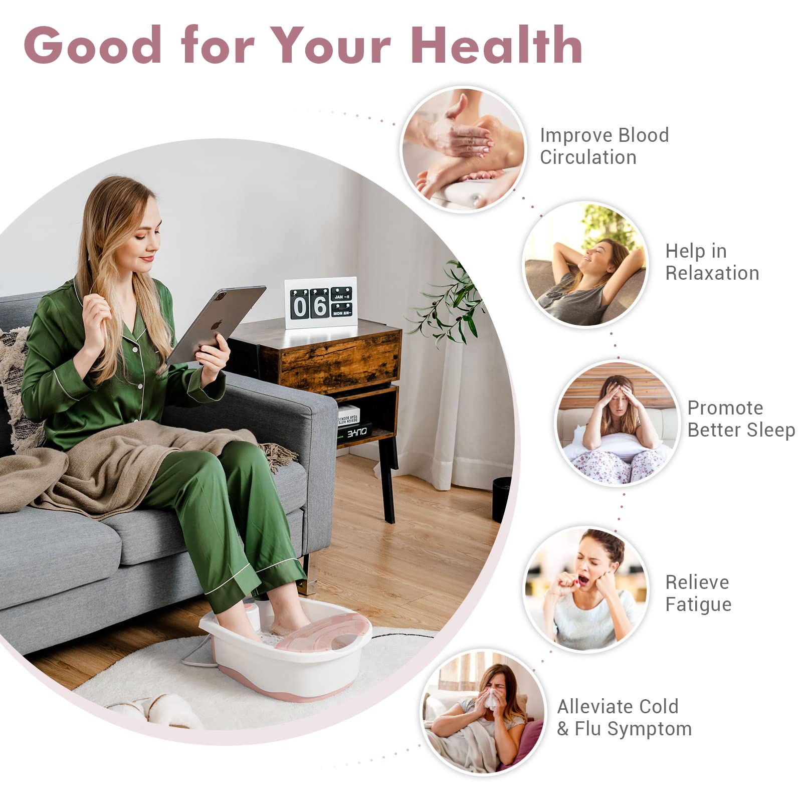 Costway Foot Spa Bath W/ Smooth Bubble Massage Nodes Arch