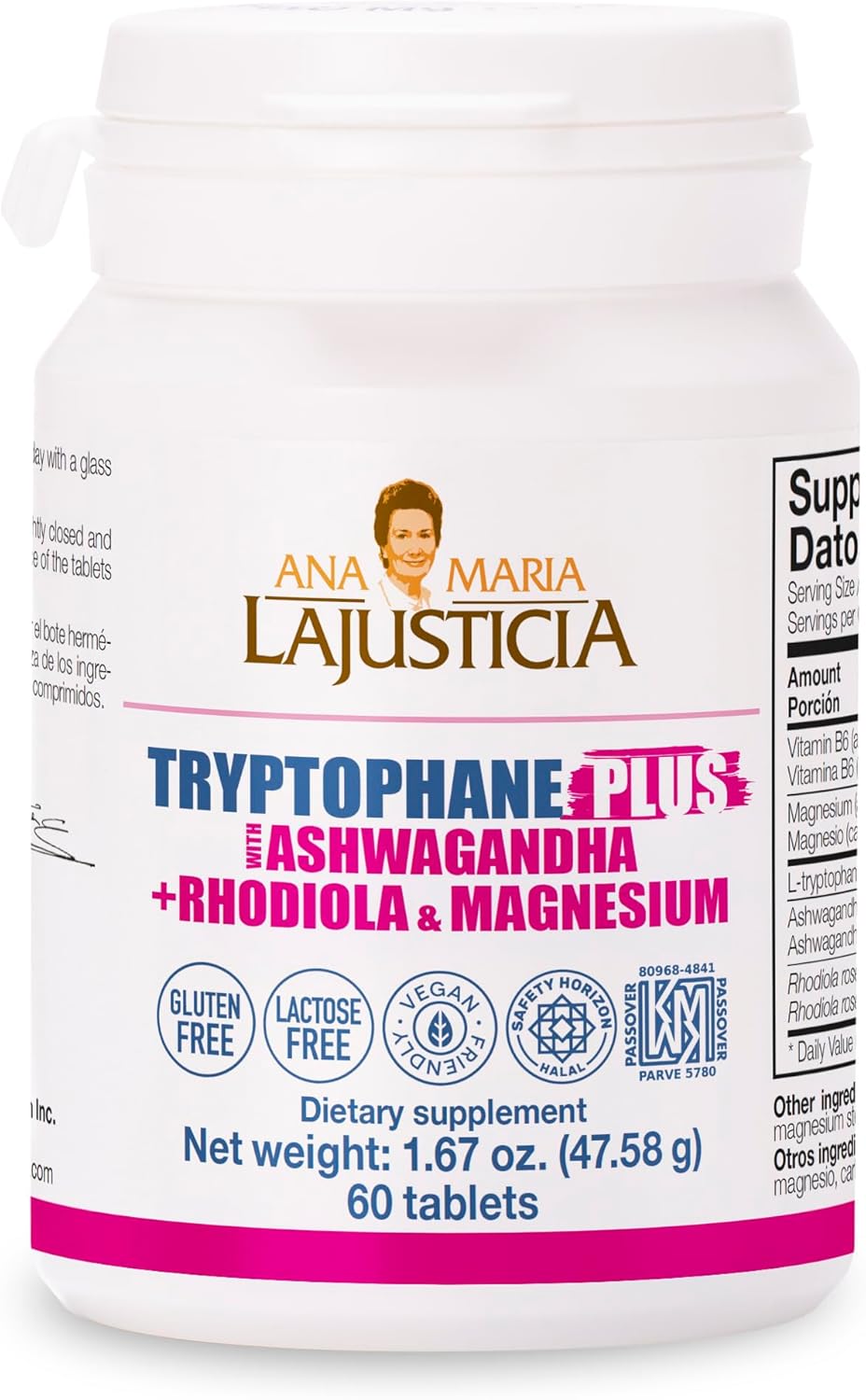 Ana María Lajusticia TRYPTOPHANE Plus ASHWAGANDHA+RHODIOLA&Magnesium 60 TABS