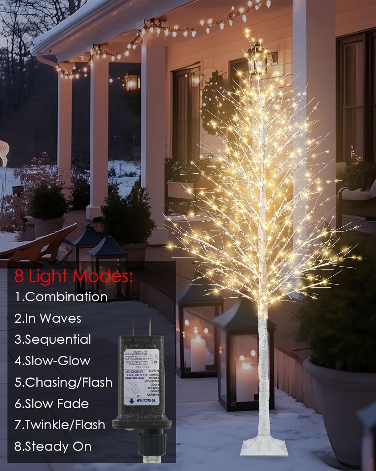 Uieke 5FT Lighted Birch Twig Tree with 790 LED Warm White Lights 8 Modes & Timer Artificial Twig Christmas Tree for Indoor Outdoor Home Wedding Winter Xmas Holiday Decoration 5FT (1 Pack)
