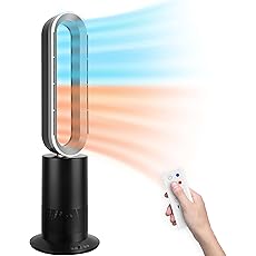 32 inch Space Heater Bladeless Tower Fan, Heater & Fan Combo, 9H Timer 10 Speeds with Remote Control, Air Circulator Fan for Home