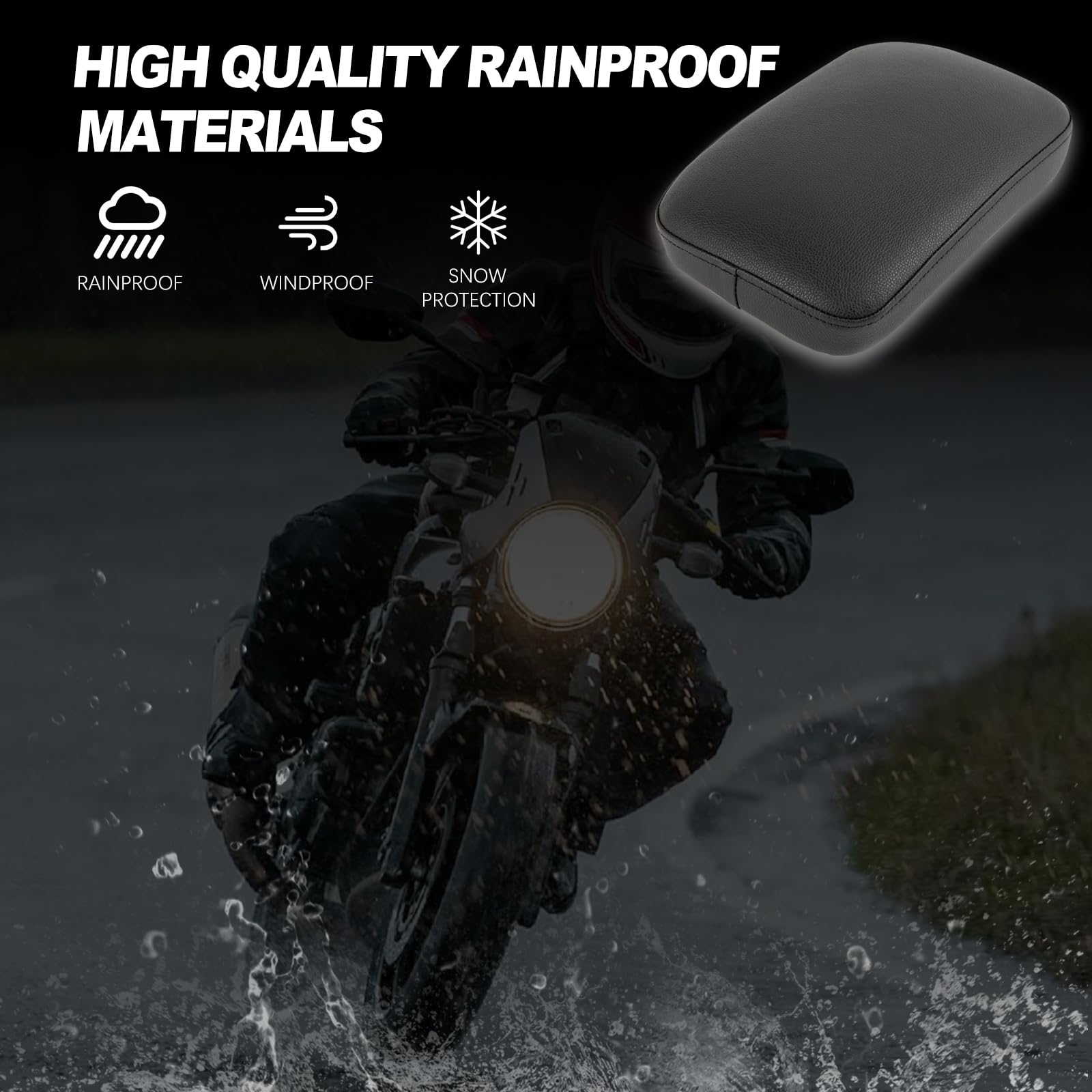 JMTBNO Sedile passeggero universale nero per moto, in pelle, con 8 ventose, compatibile con Harley Sportster, Bobber, Chopper, Custom Bike