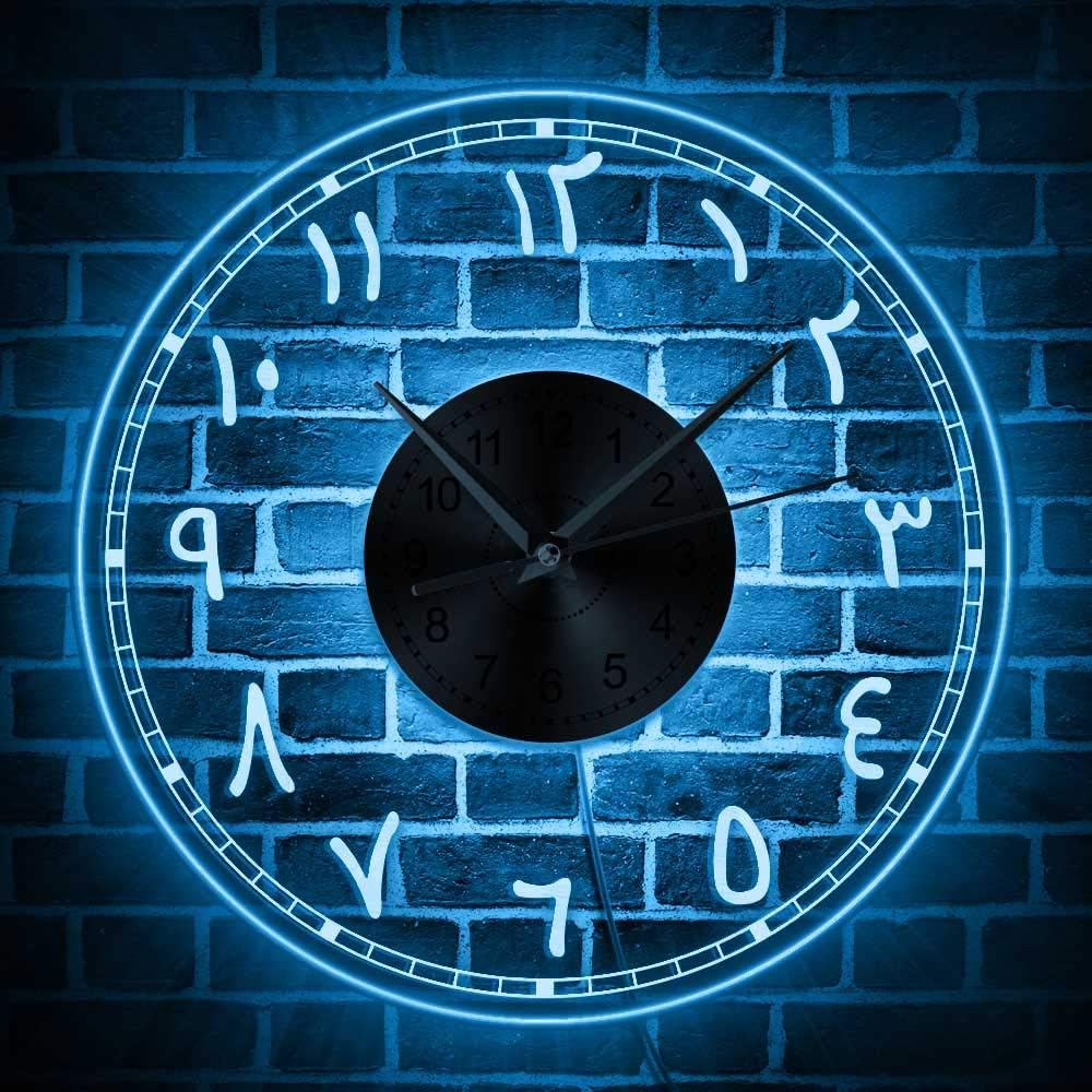 The Geeky Days Arabic Numerals Modern Acrylic Wall Clock Arabic Numbers LED Lighting Backlight Wall Watch Islamic Living Room Interior Decor