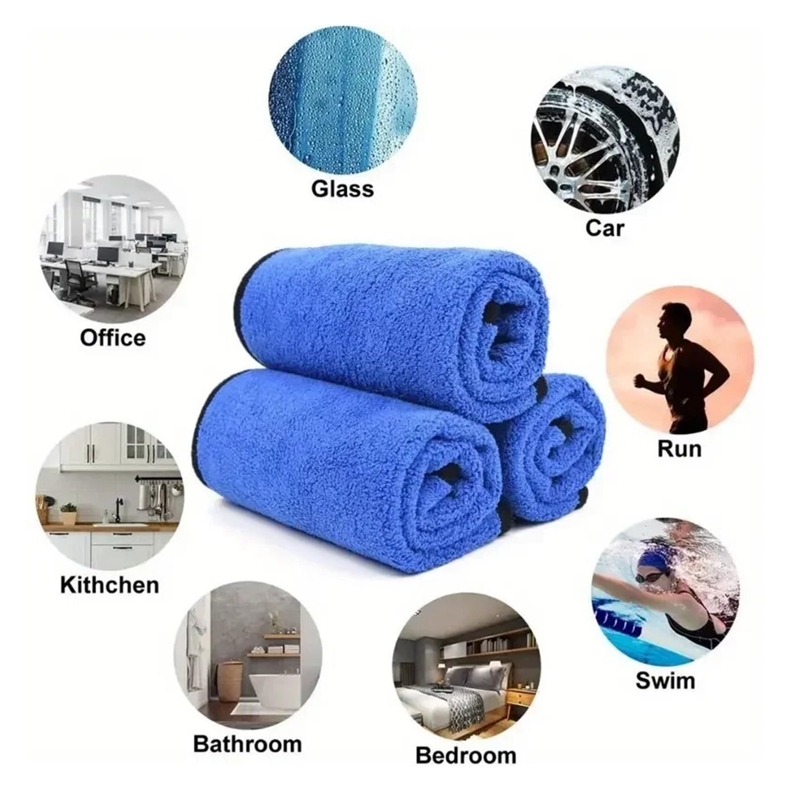 4-Pack Microfiber Car Washing Towels - Soft Quick Drying Cleaning Cloths for Windows Mirrors - 500GSM Double Layer — view 3