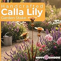 Vista 2 de Happy Gardens Estaca de jardín de lirio de cala con campanas Decoraciones de flores de lirios de bronce para exteriores